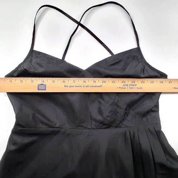 J.Crew Black Silk Taffeta Midi Dress A Line Cocktail Criss Cross Back Lined SZ 8 - Picture 9 of 12